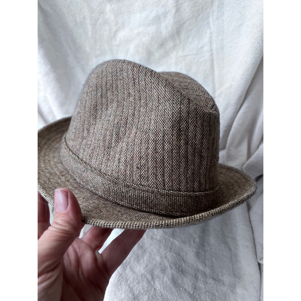 Grandpa Core Mens Young An Tweed Fedora Hat Large Brown